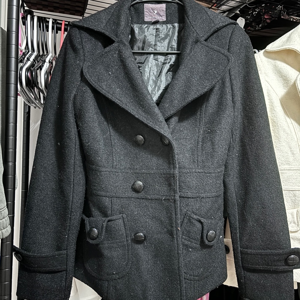 Forever 21 Classic Black Peacoat